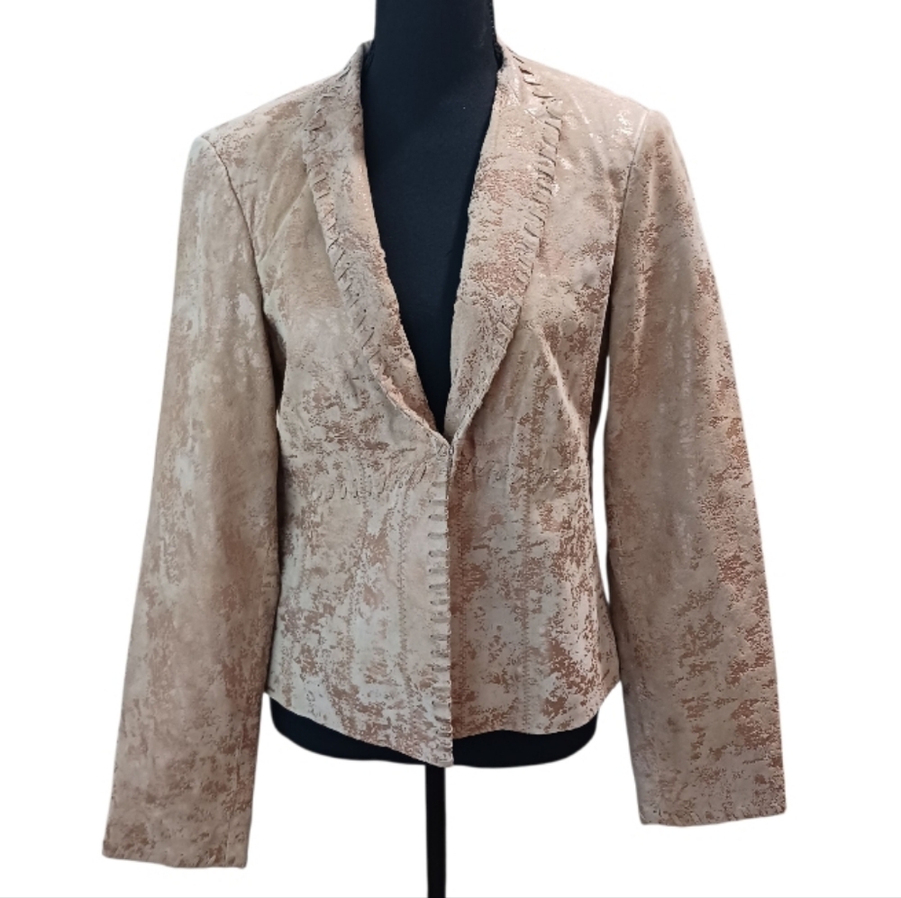 VTG Yvonne Marie Leather Jacket Metallic Southwest Glam